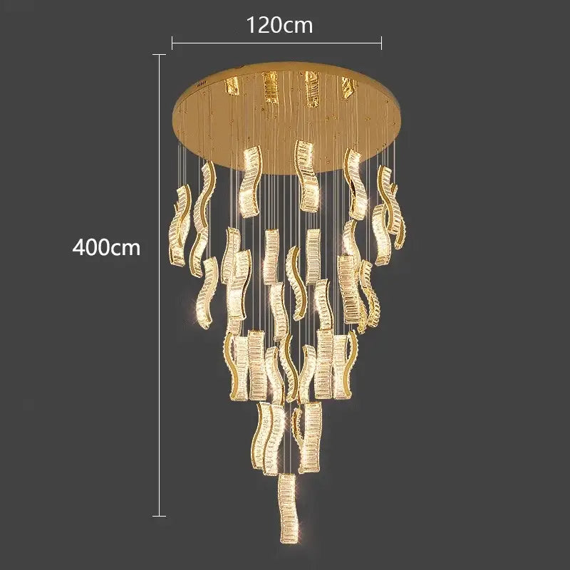 DecorBites™ Crystal Chandelier Stair Pendant: Modern Living Room Interior Lighting