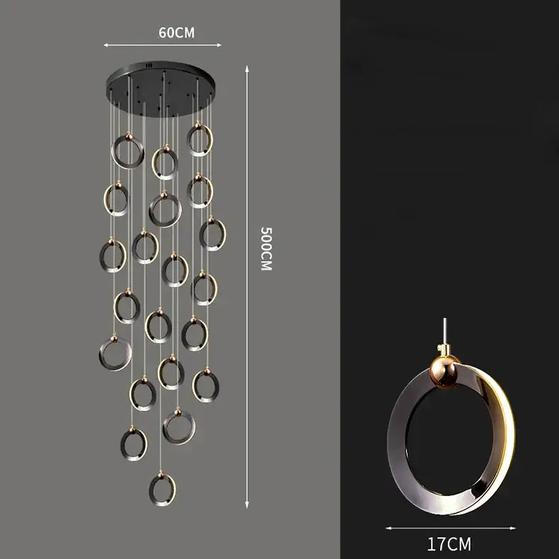 DecorBites™ Crystal Chandelier Stair Pendant, Modern Living Room Lighting, Interior Home Decoration