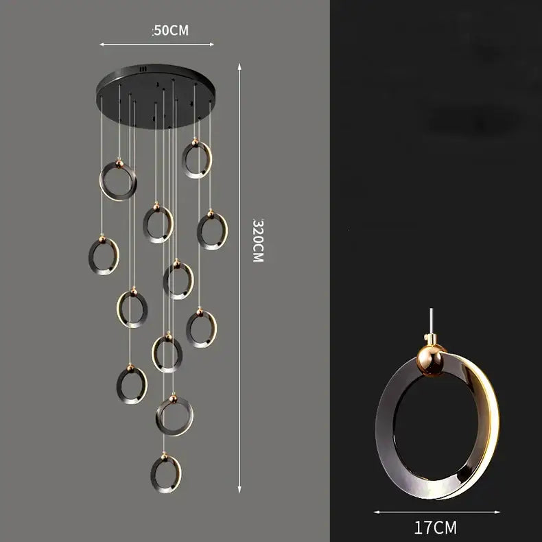 DecorBites™ Crystal Chandelier Stair Pendant, Modern Living Room Lighting, Interior Home Decoration