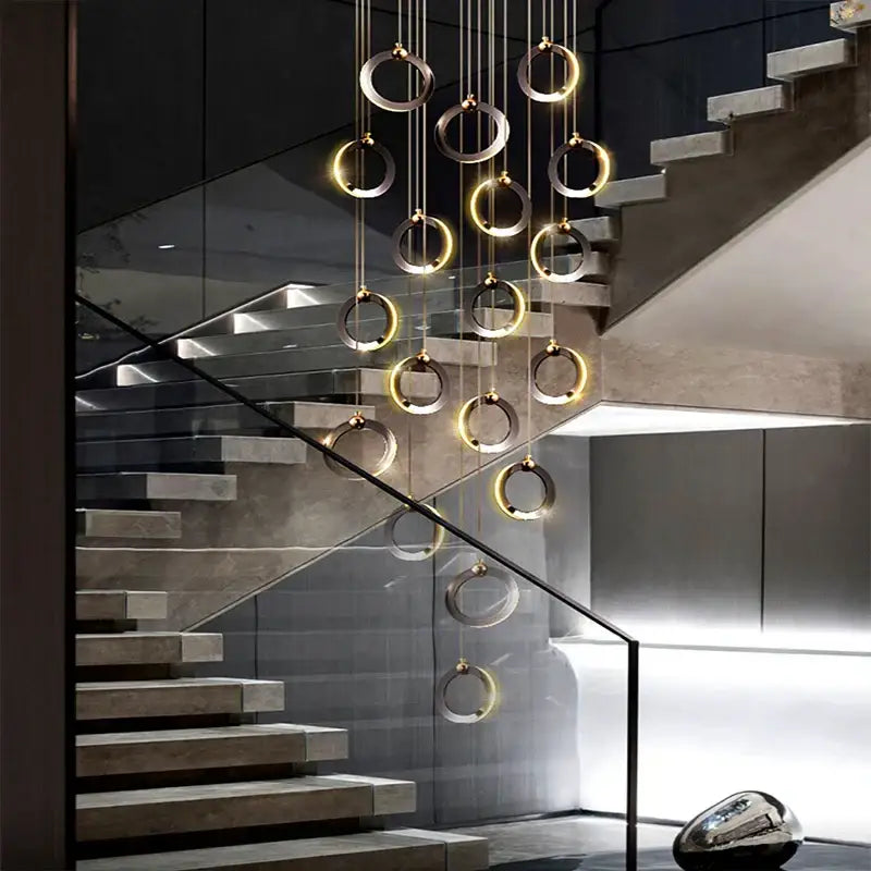 DecorBites™ Crystal Chandelier Stair Pendant, Modern Living Room Lighting, Interior Home Decoration