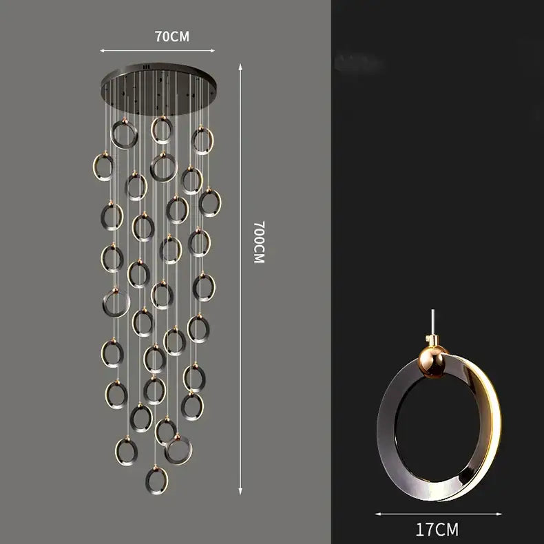 DecorBites™ Crystal Chandelier Stair Pendant, Modern Living Room Lighting, Interior Home Decoration