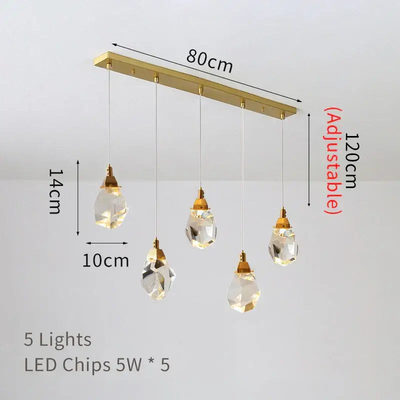 DecorBites™ Crystal Chandelier Staircase Pendant Lamp LED Lighting Fixture for Living Room