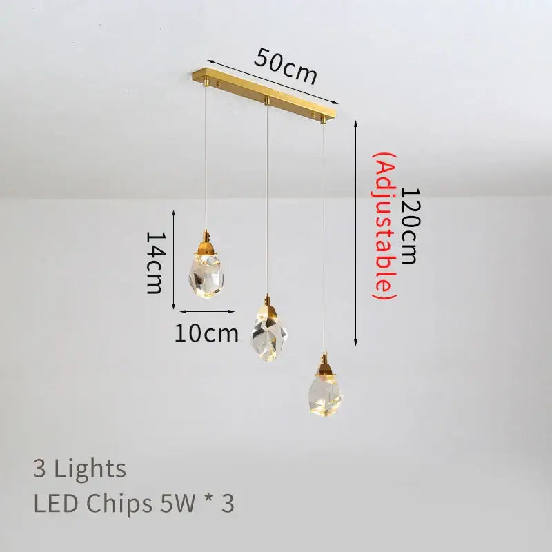 DecorBites™ Crystal Chandelier Staircase Pendant Lamp LED Lighting Fixture for Living Room