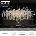 DecorBites™ crystal chandelier with raindrop crystals and aluminum frame 100cm wide modern light fixture