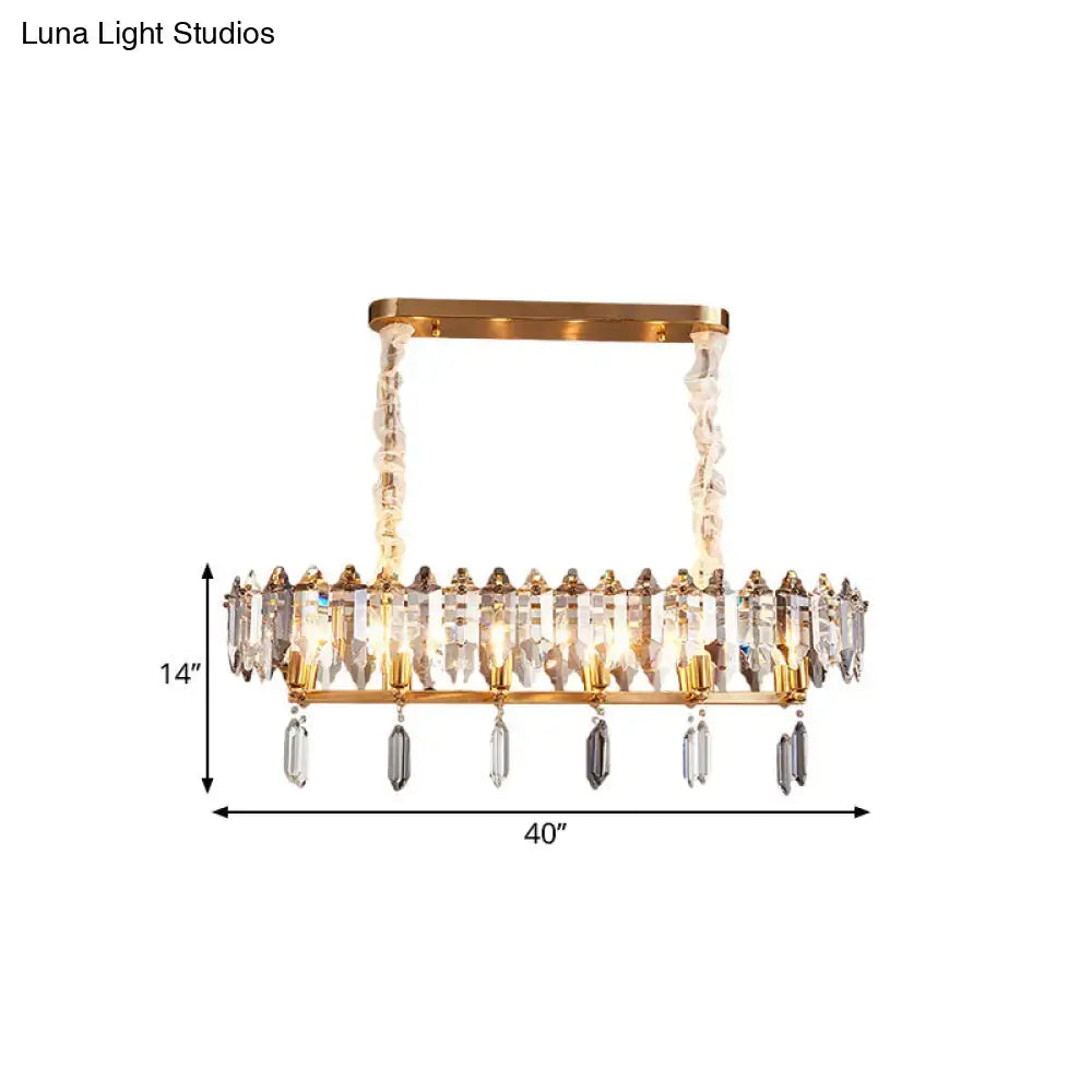 DecorBites™ Crystal Drop Island Lighting - 12 Heads, Modern Clear Oval Design for Dining Hall