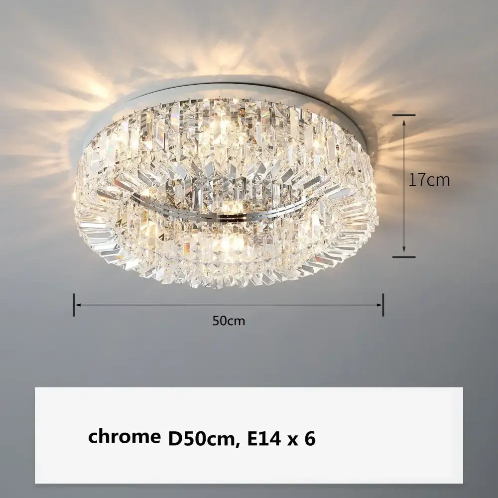DecorBites™ crystal LED chandelier ceiling light gold with tiered faceted crystals and six e14 bulbs for dining room