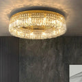 DecorBites™ crystal LED chandelier ceiling light with gold frame and clear prisms for modern crystal ceiling or dining room