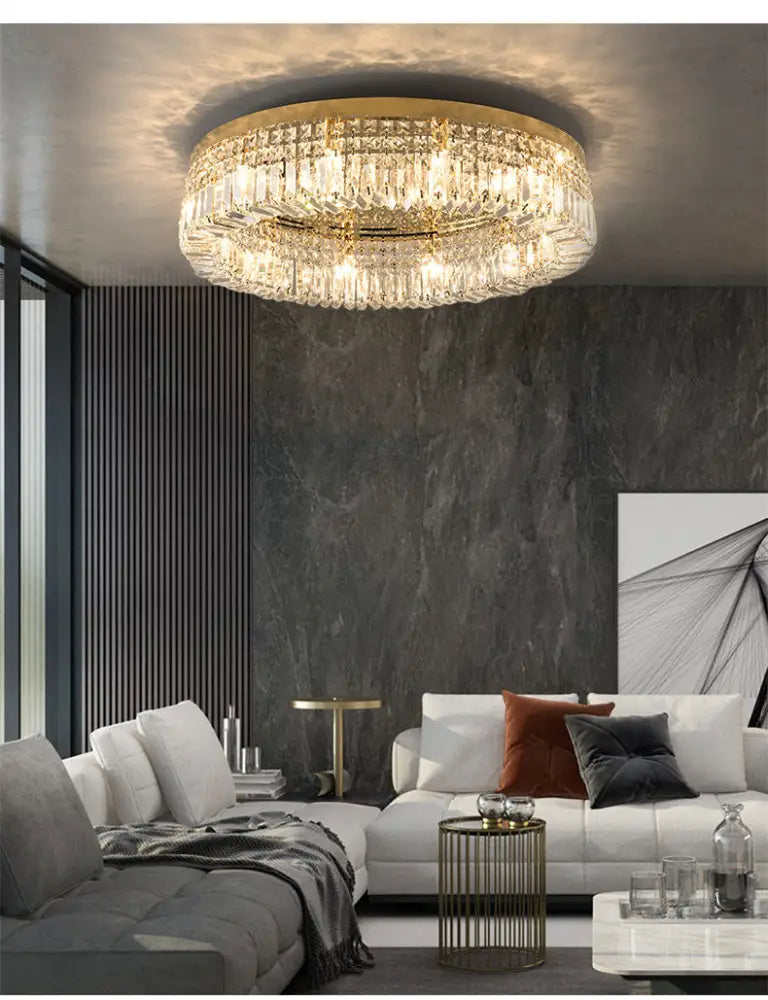 DecorBites™ Crystal LED Chandelier Ceiling Light - Gold