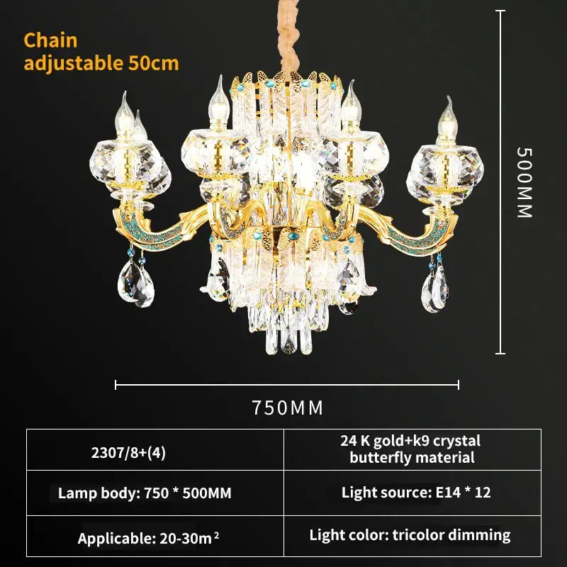 DecorBites™ Crystal Living Room Chandelier: Elegant Lighting for Home, Hotel, Club