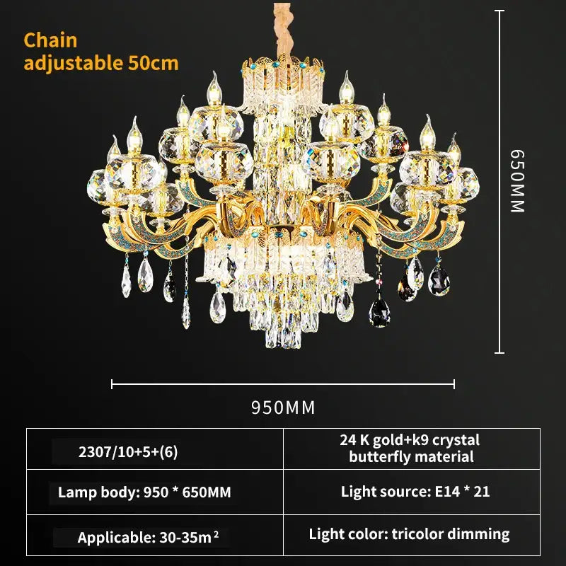 DecorBites™ Crystal Living Room Chandelier: Elegant Lighting for Home, Hotel, Club