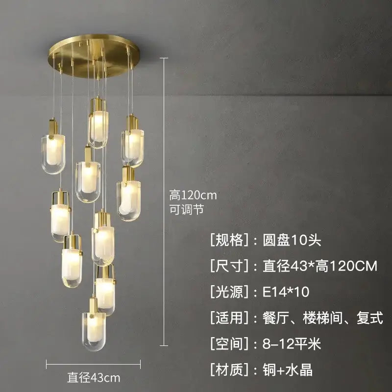 DecorBites™ Crystal Loft Chandelier for Staircase, Living Room, and Apartment Luxe Lighting
