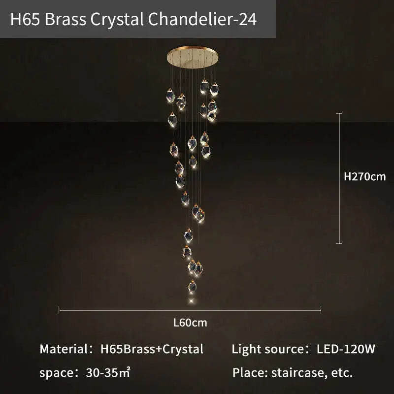 DecorBites™ Crystal Loft Chandelier for Villa Duplex, Large Pendant Lighting for Stairwell