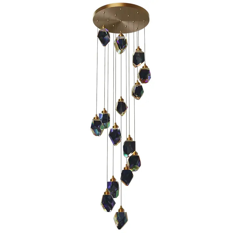 DecorBites™ Crystal Loft Chandelier for Villa Duplex, Large Pendant Lighting for Stairwell