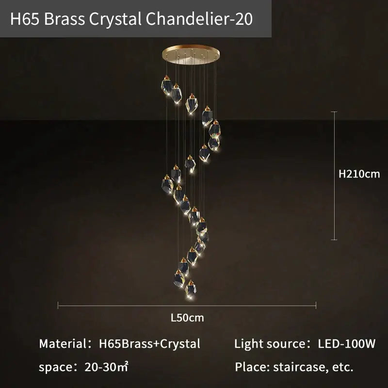 DecorBites™ Crystal Loft Chandelier for Villa Duplex, Large Pendant Lighting for Stairwell