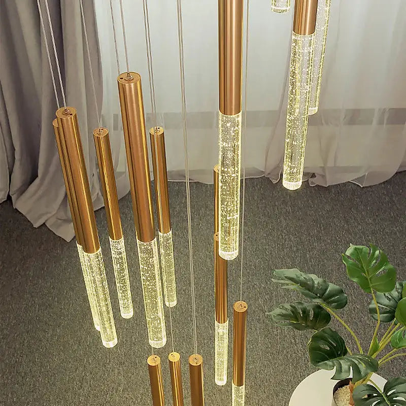 DecorBites™ Crystal Loft Chandelier: Modern Nordic Art Deco Gold LED Lighting for Living Room