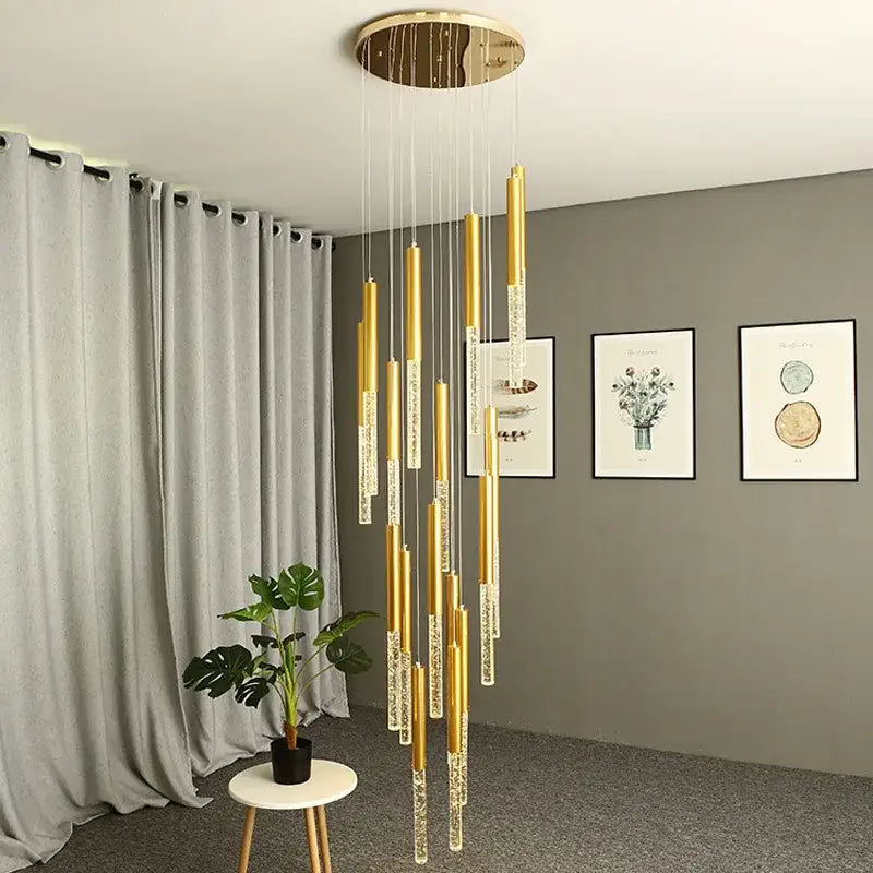 DecorBites™ Crystal Loft Chandelier: Modern Nordic Art Deco Gold LED Lighting for Living Room