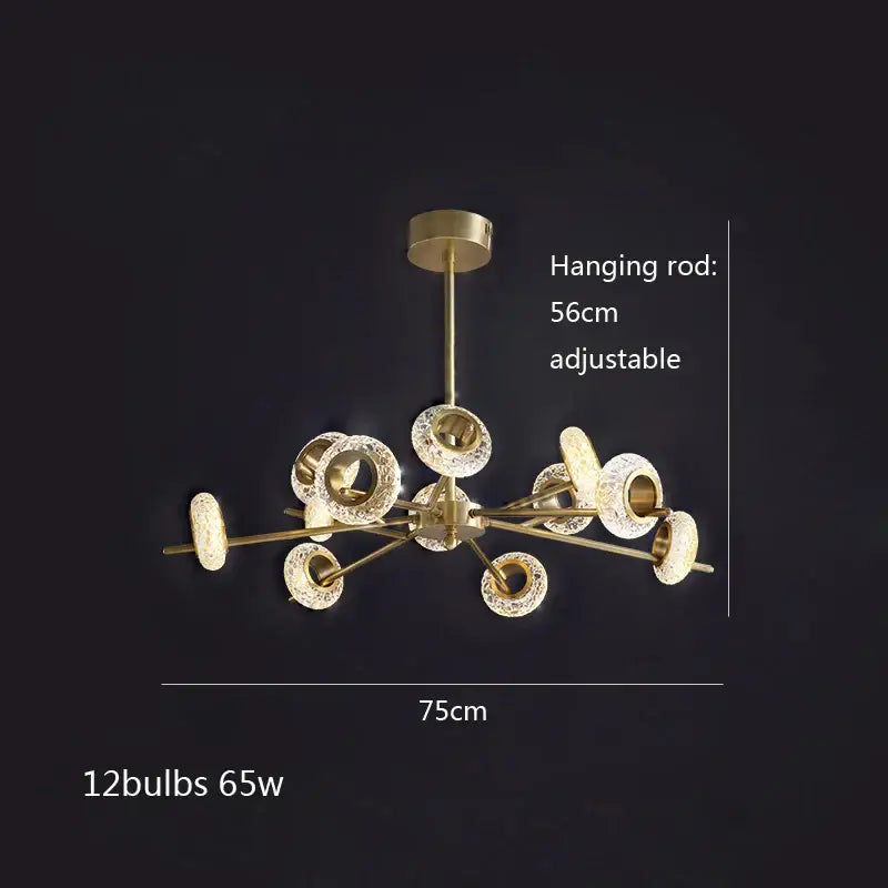DecorBites™ Crystal Lustre LED Chandelier for Home Decor - Luxury Round Ceiling Lamp