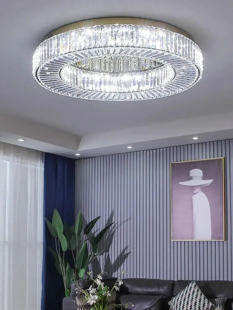 DecorBites™ Crystal Luxe C-Shape LED Ceiling Lamp Gold Finish