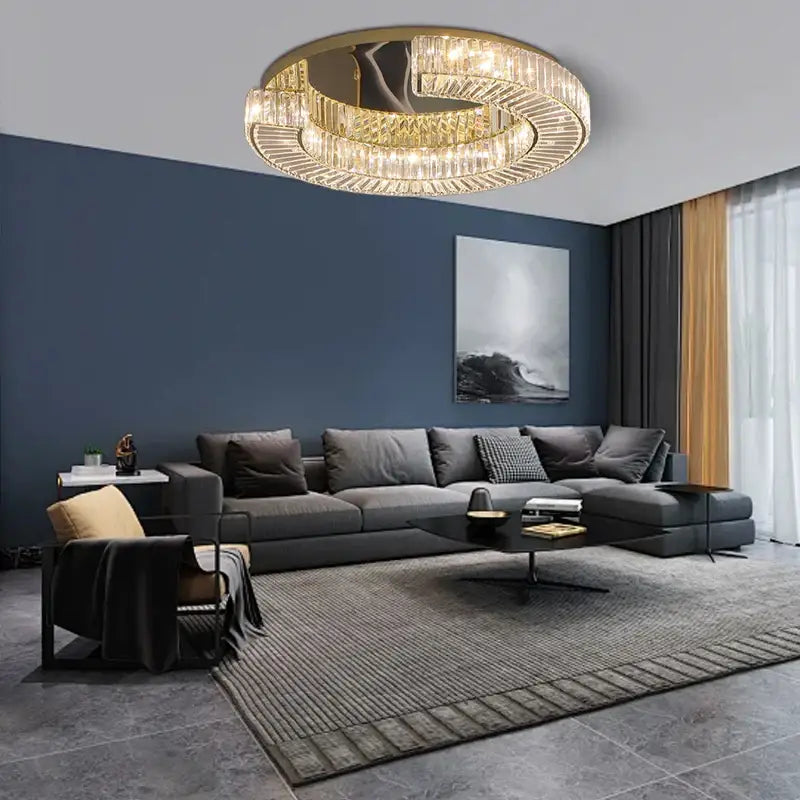 DecorBites™ Crystal Luxe C-Shape LED Ceiling Lamp Gold Finish