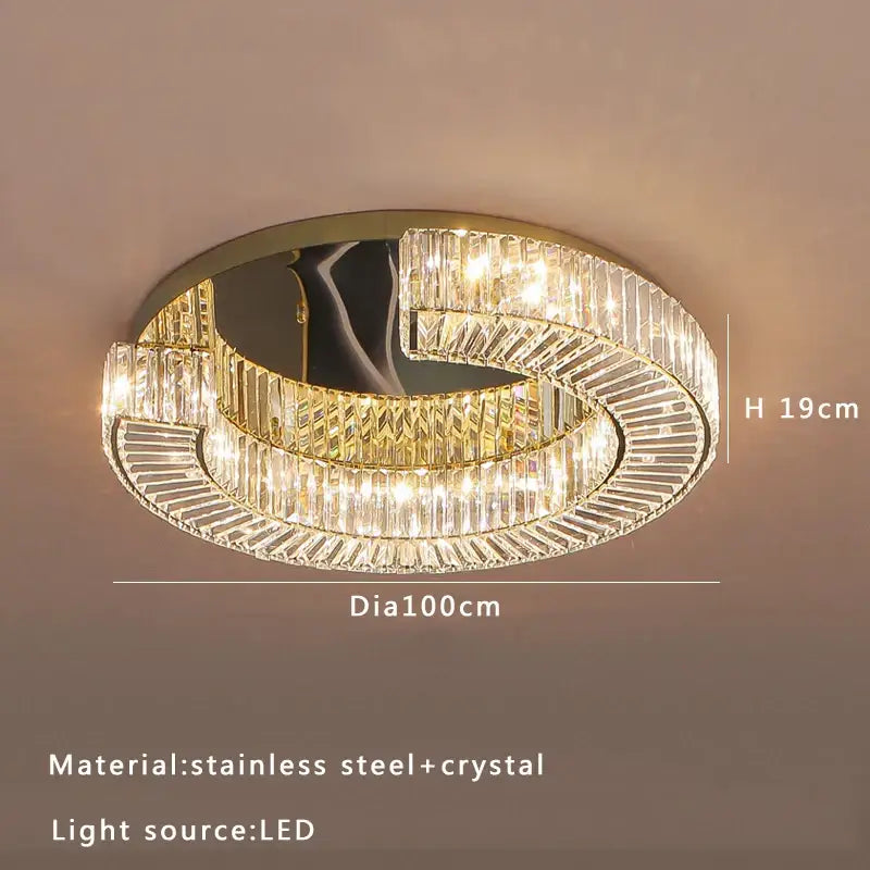 DecorBites™ Crystal Luxe C-Shape LED Ceiling Lamp Gold Finish