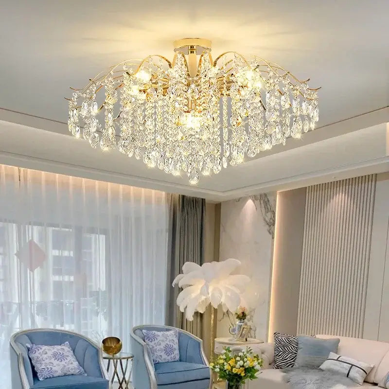 DecorBites™ Crystal Luxe LED Ceiling Chandelier for Elegant Living Room Ambiance