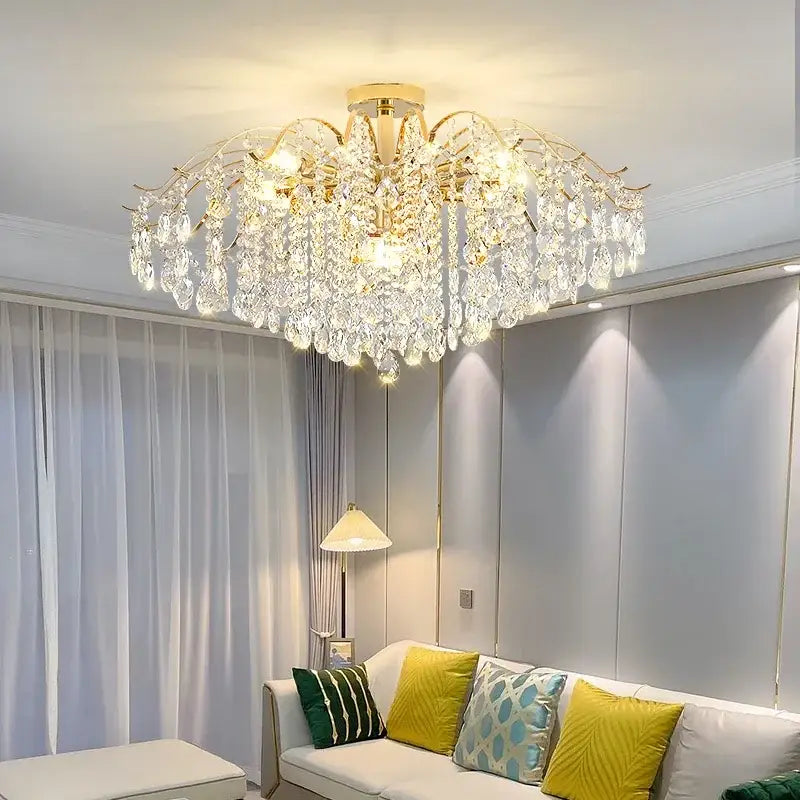 DecorBites™ Crystal Luxe LED Ceiling Chandelier for Elegant Living Room Ambiance