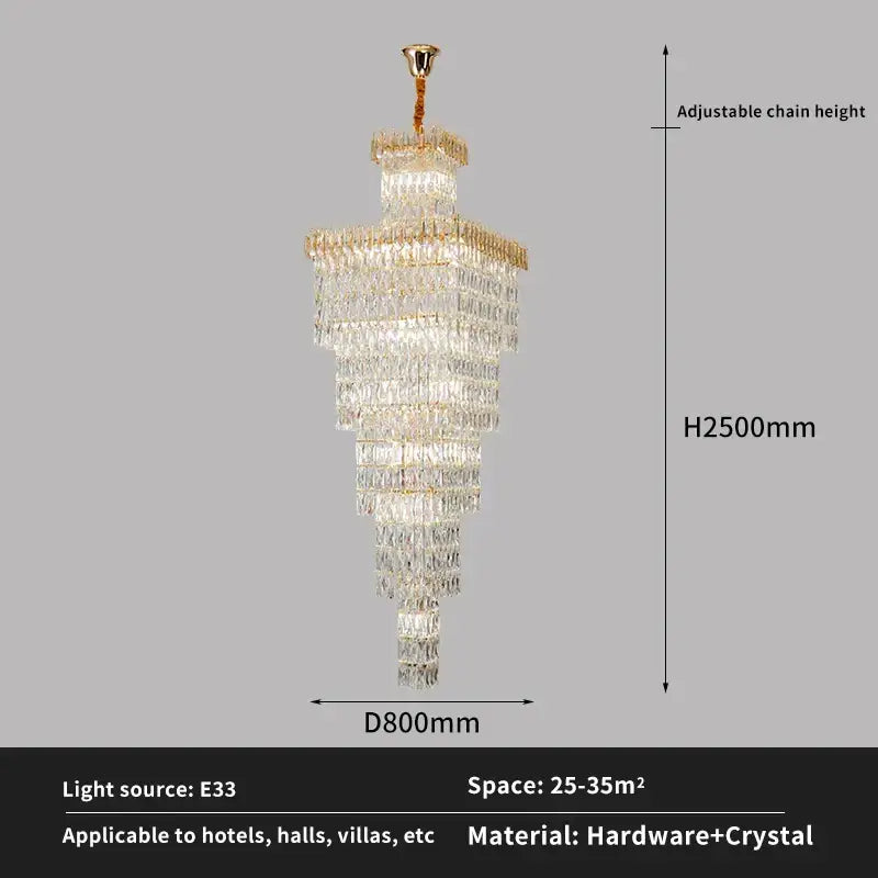 DecorBites™ Crystal Luxe Living Room Chandelier - Modern & Elegant Hall Staircase Lighting