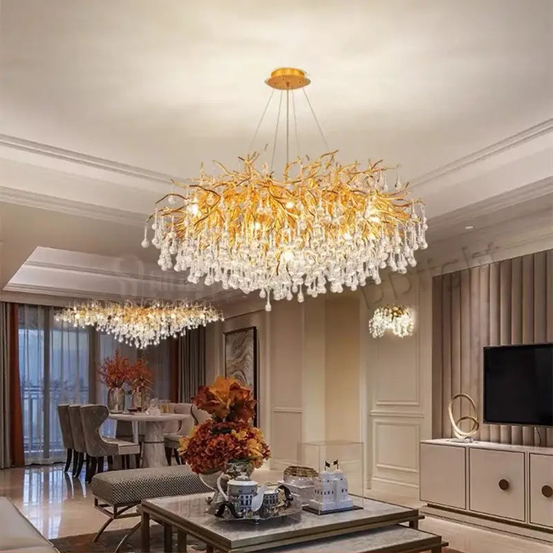 DecorBites™ Crystal Luxury Ceiling Chandelier: Modern Living Dining Bedroom Pendant Lights
