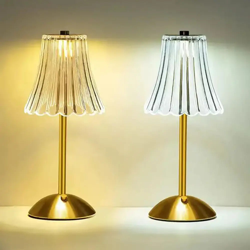 DecorBites™ Crystal retro table lamp  bedroom bedside lamp luxurious atmosphere lamp rechargeable dimming LED light