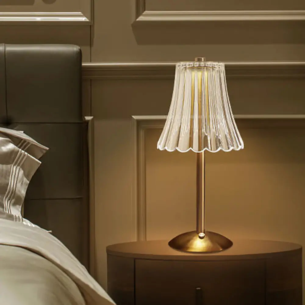 DecorBites™ Crystal retro table lamp  bedroom bedside lamp luxurious atmosphere lamp rechargeable dimming LED light