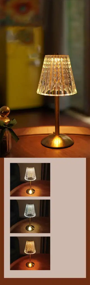 DecorBites™ Crystal retro table lamp  bedroom bedside lamp luxurious atmosphere lamp rechargeable dimming LED light