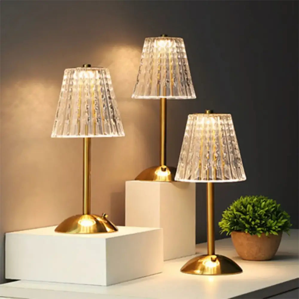 DecorBites™ Crystal retro table lamp  bedroom bedside lamp luxurious atmosphere lamp rechargeable dimming LED light