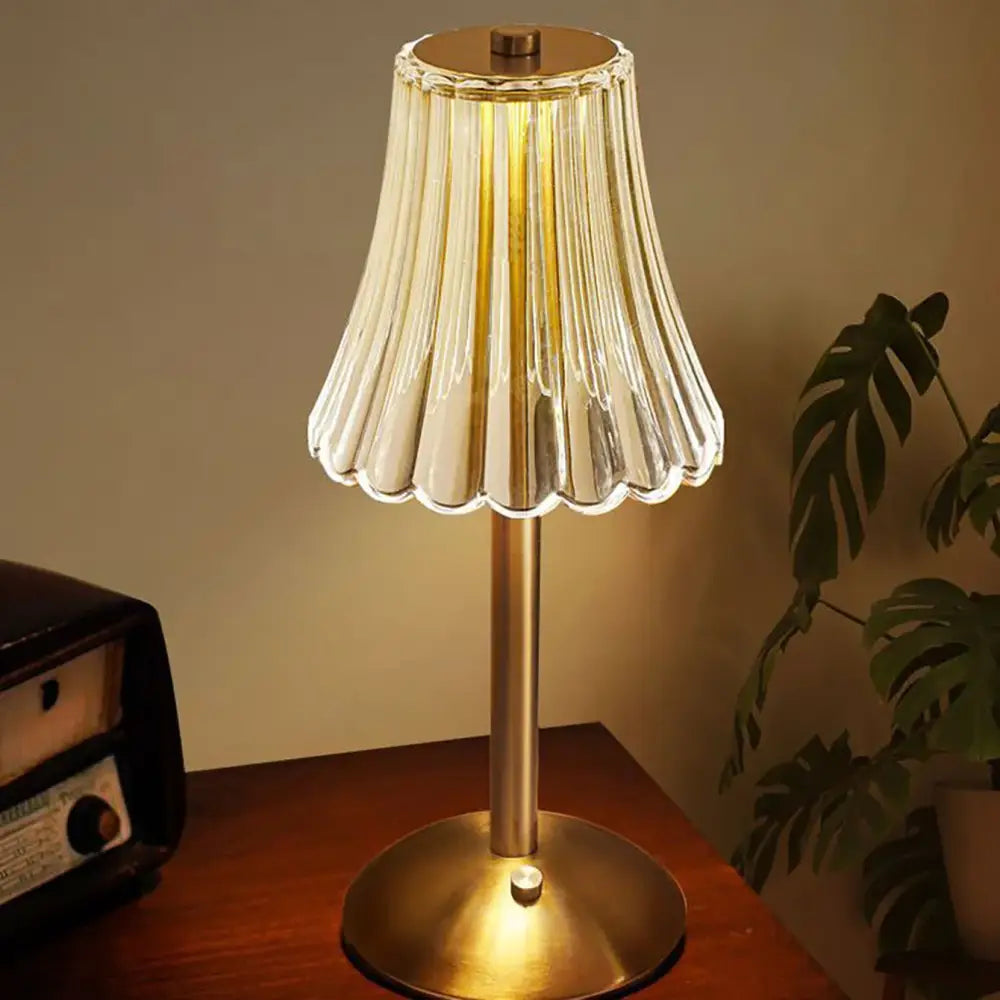 DecorBites™ Crystal retro table lamp  bedroom bedside lamp luxurious atmosphere lamp rechargeable dimming LED light