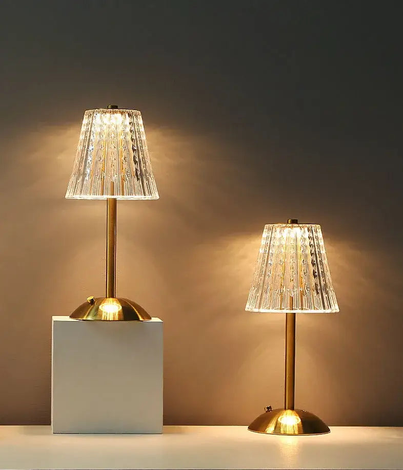 DecorBites™ Crystal retro table lamp  bedroom bedside lamp luxurious atmosphere lamp rechargeable dimming LED light