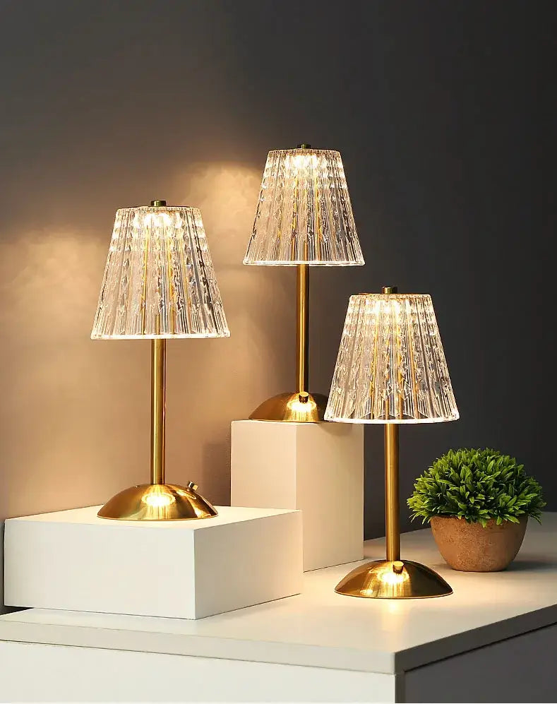 DecorBites™ Crystal retro table lamp  bedroom bedside lamp luxurious atmosphere lamp rechargeable dimming LED light