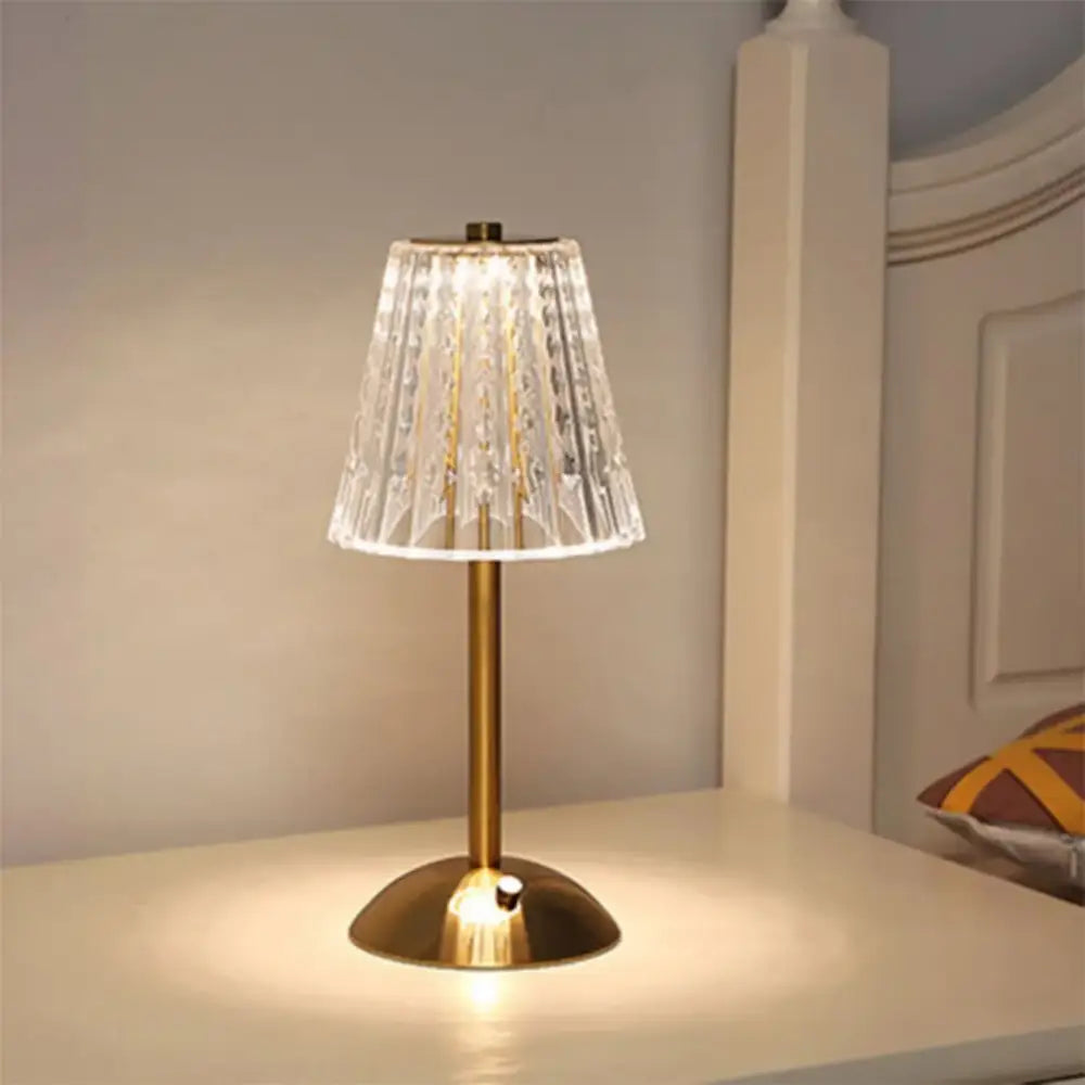 DecorBites™ Crystal retro table lamp  bedroom bedside lamp luxurious atmosphere lamp rechargeable dimming LED light