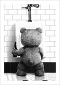 DecorBites™ Cute Bear Bathroom Canvas Print Art