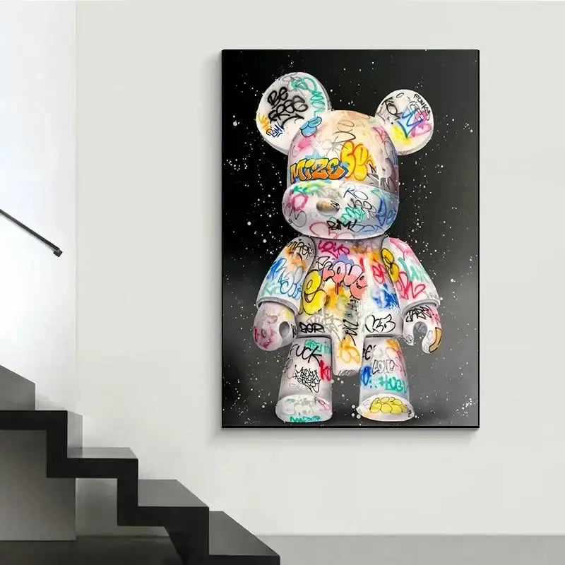DecorBites™ Cute Cartoon Bear Canvas Print for Home Decor