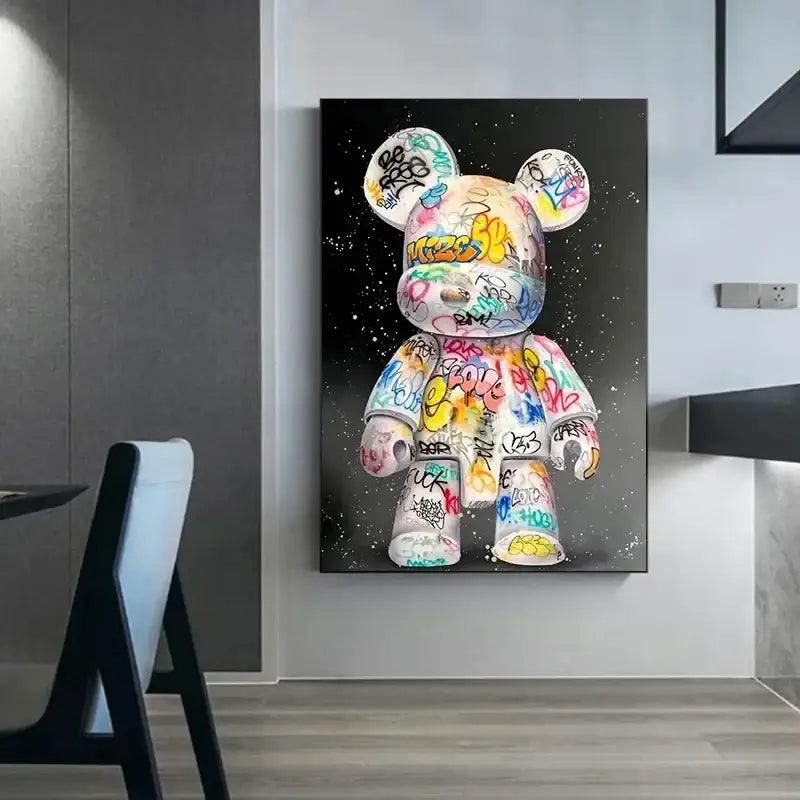 DecorBites™ Cute Cartoon Bear Canvas Print for Home Decor