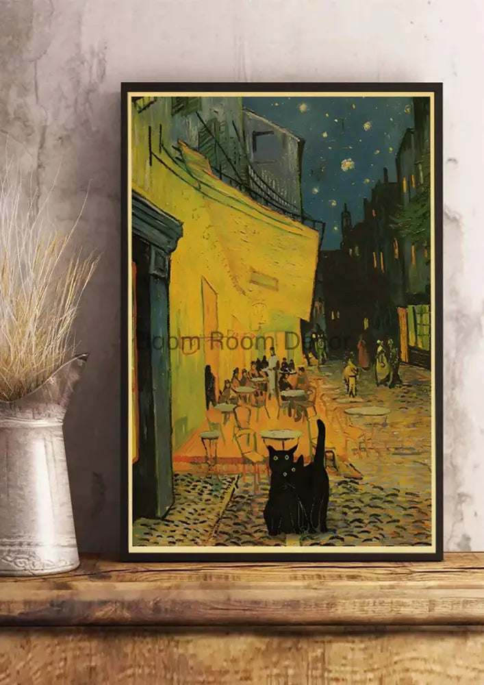 DecorBites™ Cute Digital Cats Cartoon Poster Print
