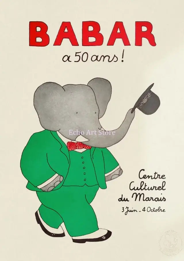 DecorBites™ Cute Elephant Family Cartoon Poster for Kids Room