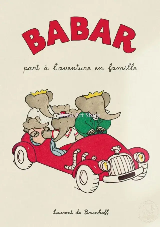DecorBites™ Cute Elephant Family Cartoon Poster for Kids Room