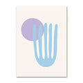 Decorbites™ danish smiley flower wall art featuring a light blue hand and soft purple circle on off-white background