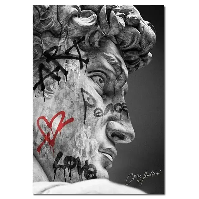DecorBites™ David Graffiti Art Canvas Print for Room Decor