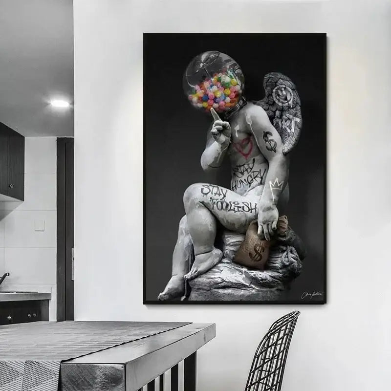 DecorBites™ David Graffiti Art Canvas Print for Room Decor