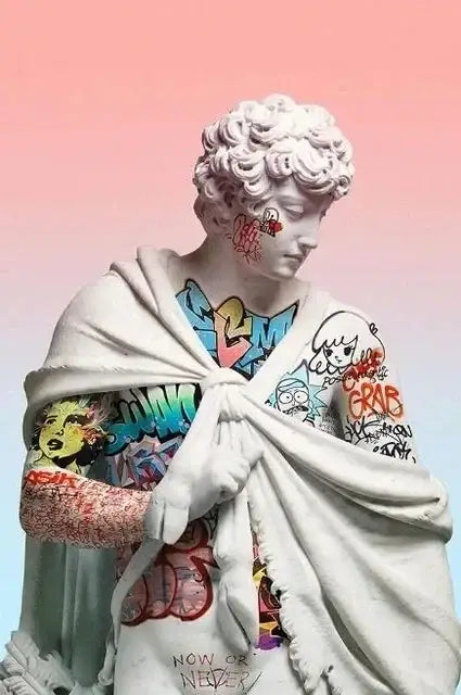 DecorBites™ David Graffiti Art Canvas Print for Room Decor