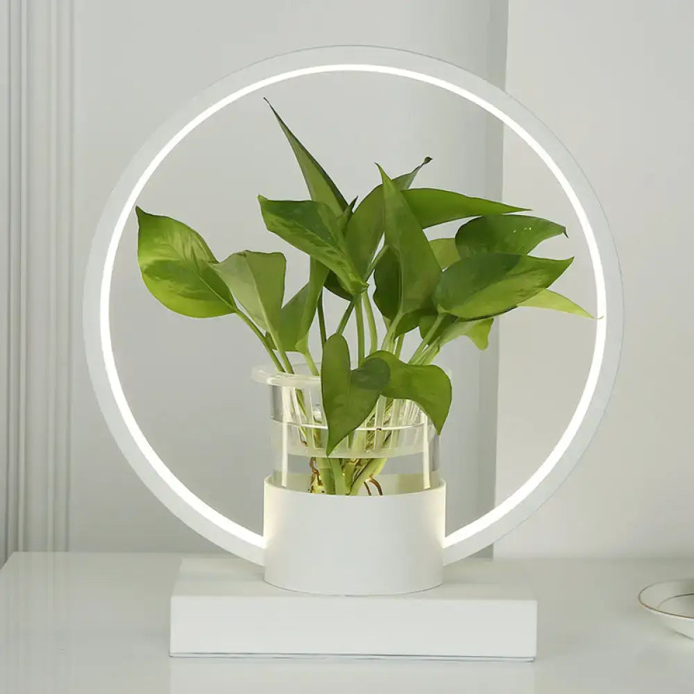 DecorBites™ Decorative Aluminum LED Night Lamp with Glass Plant Cup