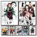 Set of framed demon slayer canvas posters with vibrant illustrations for unique home decor by decorbites™