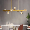 DecorBites™ Diamond Crystal Brass Pendant with 7 Lights - Linear Restaurant Island Lamp