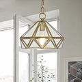 Decorbites diamond pendant ceiling light in brass with clear glass panels and visible bulb for bedroom 220v-240v 110v-120v